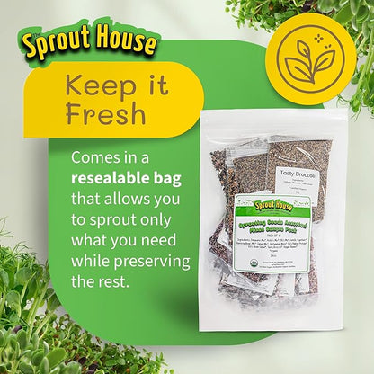 The Sprout House Assorted Mix Sprouting Seeds - Grow Fresh Sprouts & Bean Sprouts at Home, Organic, Non-GMO, Nutrient-Packed for Salads, Sandwich & Smoothies, Premium 12 Pack | 2 oz Each