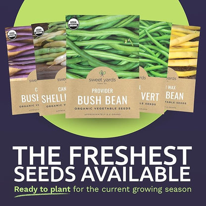 Organic Bean Seeds Variety Pack - 5 Individual Packs - 2026 Season - Golden Wax Bush, Cannellini Shelling Bean and More! For Indoor & Outdoor Planting (Non-GMO, Certified Organic)