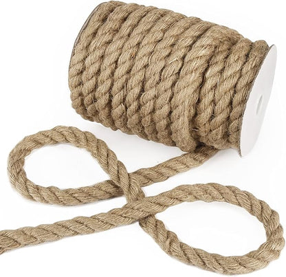 Tenn Well 1/2 inch Jute Rope, 33 Feet 14mm Thick Twine Rope for Crafting, Gardening, Home Decor, Farmhouse Decor, Cat Scratching Post