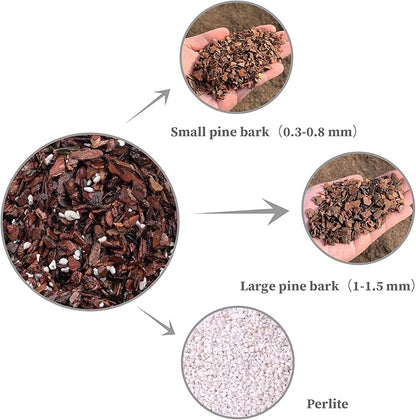 Orchid Potting Mix Orchid Bark, Mix Pine Bark and Perlite, Good Drainage and Water Retention (2 Quart)