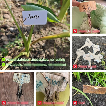 Plant Labels Kit, 20 PCS 12'' Copper Plant Tags Stakes with 40 PCS 1.97'' x 3.54'' Reusable Garden Labels Outdoor Waterproof Plus Marker Pen