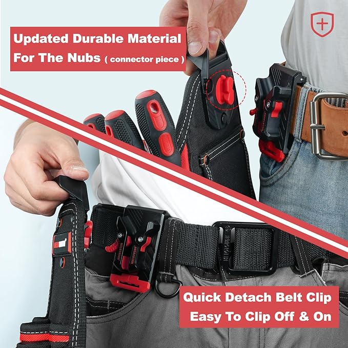 MELOTOUGH Professional Electrician Tool Pouch Bag with Shoulder Strap Tool Pouch with Belt Clip Quickly Attach and Release Tool Bag