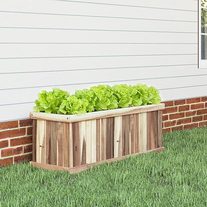 Giantex Acacia Wood Raised Garden Bed, Rectangular Planter Box w/Drainage Gaps, Floor Standing Window Mount for Flower Vegetable Herb Fruit, Outdoor Plant Container for Backyard, Lawn, 36"x12"x12"