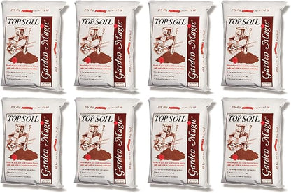 Michigan Peat Garden Magic Indoor and Outdoor Organic Planting Potting Top Soil Blend Mix, 40 Pound Bag (8 Pack)
