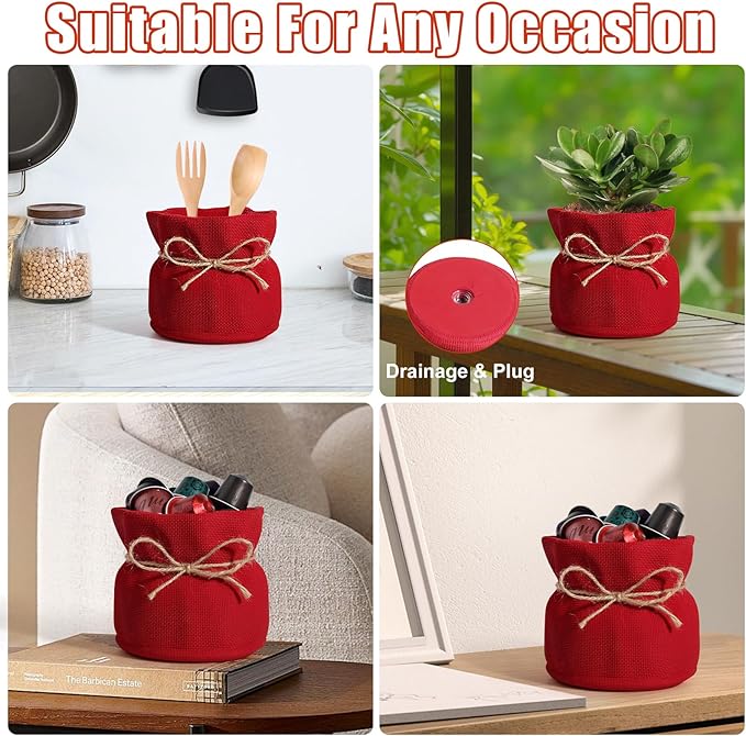 Succulent Pots Flower Pots for Indoor Plants Cute Plant Pots Candy Bowl for Office Key Holder Bowl Farmhouse Table Decor (Red)