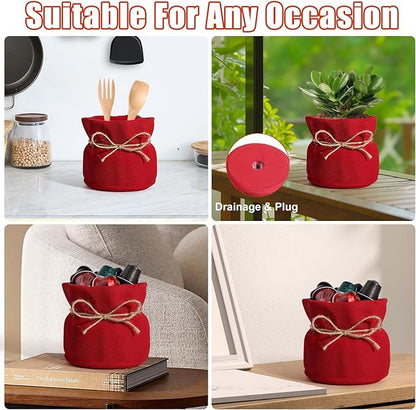 Succulent Pots Flower Pots for Indoor Plants Cute Plant Pots Candy Bowl for Office Key Holder Bowl Farmhouse Table Decor (Red)