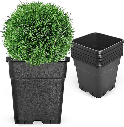 5-Pack 9.77 Gallon Square Planter Nursery Pots, Flower Plant Container Injection Molded Plastic Nursery Pot Gardening Pots for Indoor Outdoor Vegetables, Succulents, Black