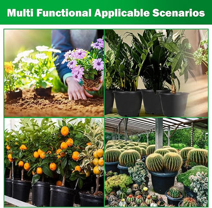 10pcs Short 3 Gallon Pots for Plants, Sturdy Plastic Planter Pots with Drainage Holes, Large Plastic Planters, Garden Planter Pots for Seedlings, Succulents