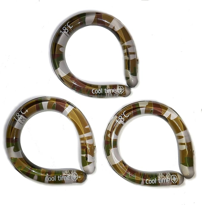 Set of 3 - Neck Cooling Tube for Heat Relief | Reusable Cooling Neck Ring | Wearable ice Pack for hot Weather | Ice wrap for Sports and Hiking | Personal Cooler for Temperature Regulation (Camo)