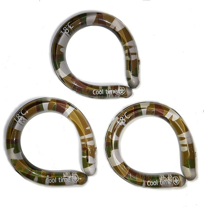 Set of 3 - Neck Cooling Tube for Heat Relief | Reusable Cooling Neck Ring | Wearable ice Pack for hot Weather | Ice wrap for Sports and Hiking | Personal Cooler for Temperature Regulation (Camo)