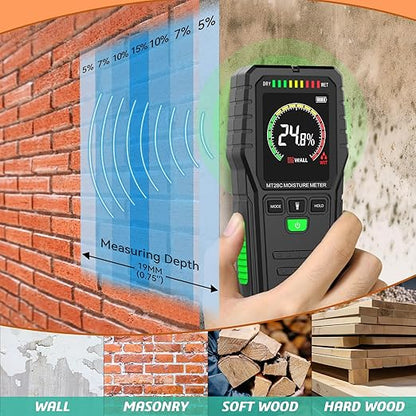 RDINSCOS Moisture Meter detects Moisture from leaks, Flooding, or high Humidity in basements, bathrooms, Kitchens and Drywall