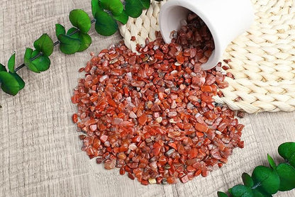 ZHIYUXI Carnelian Crystal Chips Fish Tank Gravel Vase Filler Stones Crushed Crystals Gemstone Polished Healing Crystals Natural Quartz Stone 0.44lbs