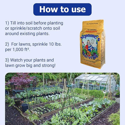 Neptune’s Harvest Organic Crab & Lobster Shell Multi-Purpose Plant Food (5-3-0) - 4 LB Resealable Bag - Rich in Nutrients Soil Fertilizer - Plant Food for Lawns, Gardens, and Vegetables