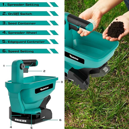 Rozlchar Power Spreader Compatible for Makita 18V Battery, Seed Spreader for Year-Round, Covers Up to 5,000 sq. ft.(Tool Only)