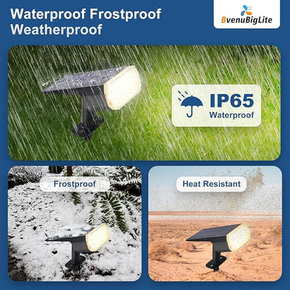 Solar Lights Outdoor Waterproof: IP65 Led Spot Light Decorations for Garden Patios - 3 Lighting Modes Solar Powered for Yard - Dust to Dawn Uplighting Landscape Pathway Drive 2PC Warm