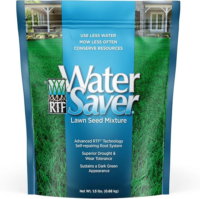 WaterSaver Grass Mixture with Turf-Type Tall Fescue Used to Seed New Lawn and Patch Up Jobs-Grows in Sun or Shade, 1.5 lbs - Covers 1/100 Acre