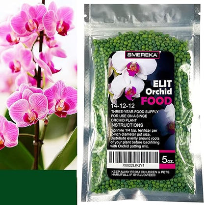 Orchid Plant Food - Bloom Booster - Slow Release Fertilizer (6 Month),5 oz, 50+ Applications for All Orchid Types for Healthy Flower & Reblooms