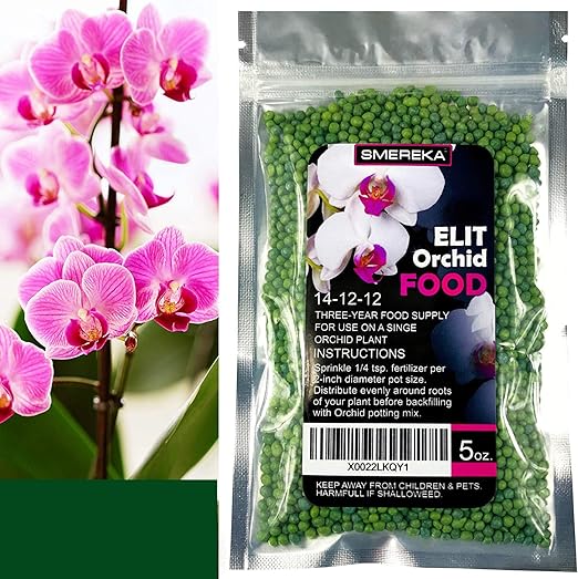 Orchid Plant Food - Bloom Booster - Slow Release Fertilizer (6 Month),5 oz, 50+ Applications for All Orchid Types for Healthy Flower & Reblooms