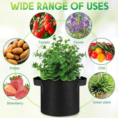 Nuanchu 50 Packs Grow Bags Small Aeration Fabric Pots Nonwoven Garden Bags Grow Pots Planter with 50 Pcs Plant Labels for Indoor Outdoor Plant Flower Planting Vegetable Growing (2 Gallon)