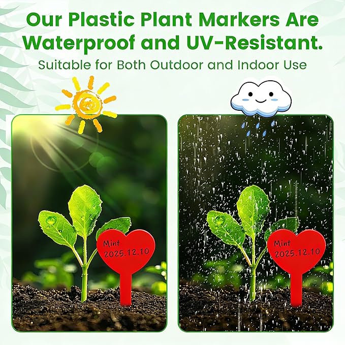 120PCS Plant Labels for Outdoor Garden Waterproof Red Plastic Plant Tags for Seedlings Garden Marker Plants Markers Plastic Gardening Gifts for Women Unique