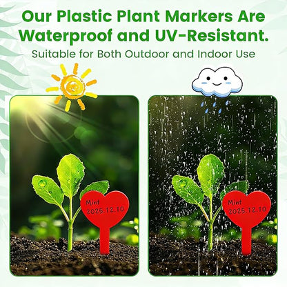 120PCS Plant Labels for Outdoor Garden Waterproof Red Plastic Plant Tags for Seedlings Garden Marker Plants Markers Plastic Gardening Gifts for Women Unique