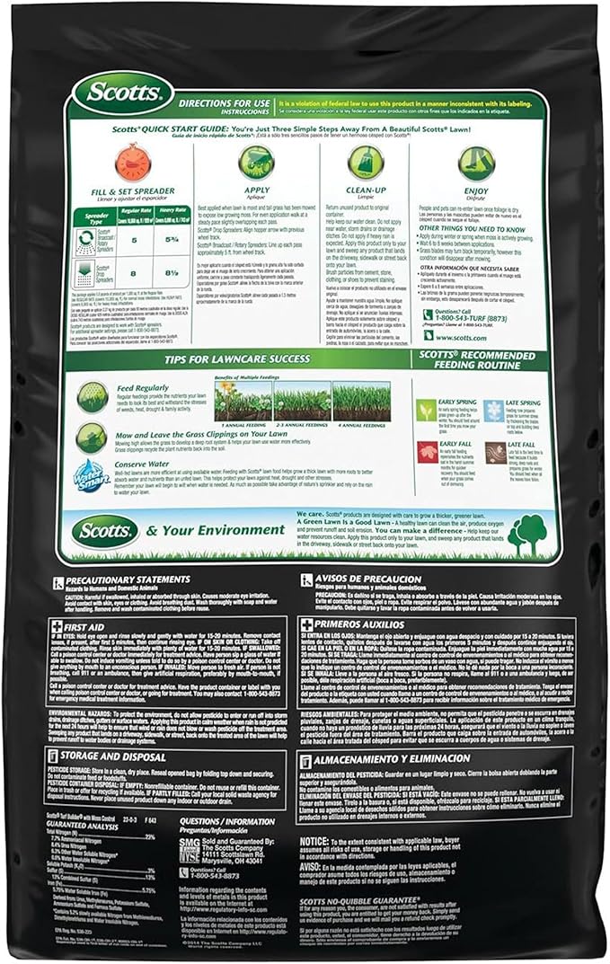 Scotts Turf Builder with Moss Control, Moss Killer and Lawn Fertilizer, Covers Up to 10,000 sq. ft., 50 lbs.