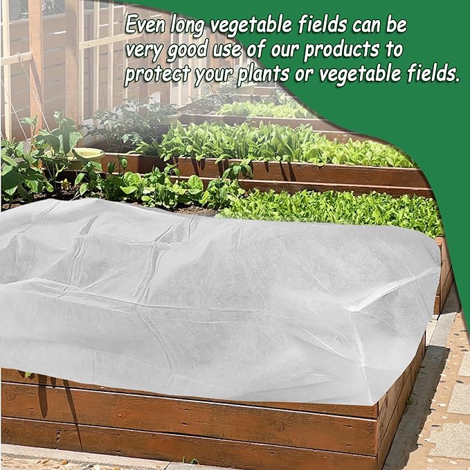 Rectangular Plant Cover Frost Big Size for 8×4×2FT Non Woven Fabric Garden Bed Cover with Zip Drawstring for Winter Cover Protection，Raised Beds Protect Plant Vegetable from Winter Frost