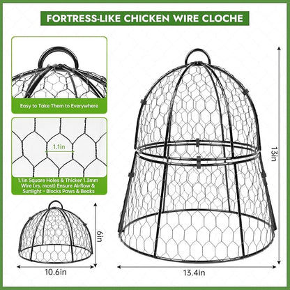 Decoroca 4 PCS Garden Cloches for Plants - Chicken Wire Plant Protectors from Animals, Outdoor Plant Cages to Keep Squirrels, Rabbits & Birds Out of Vegetable - DIY in 5 Forms - Sturdy Anti-Rust Dome