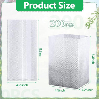 Augshy Nursery Growing Bags, 200Pcs Plant Grow Bag Non-Woven Fabric Seedling Pots Seedling Bag for Planting Seed Starting Pots Pouches for Vegetable Flower Fruit Saplings Tree (9" x 9")