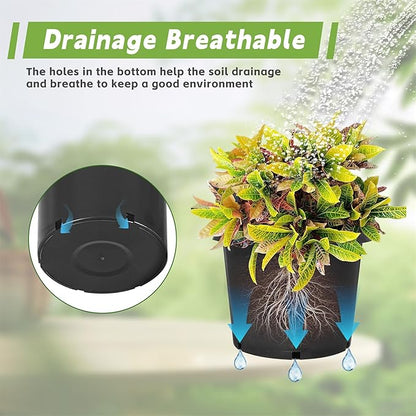 HOSTIC 5 Gallon Flexible Nursery Pots Gallon Pot with Drainage Holes Plastic Plant Container Suitable for Indoor Outdoor Vegetables Flowers Plants 10 PCS