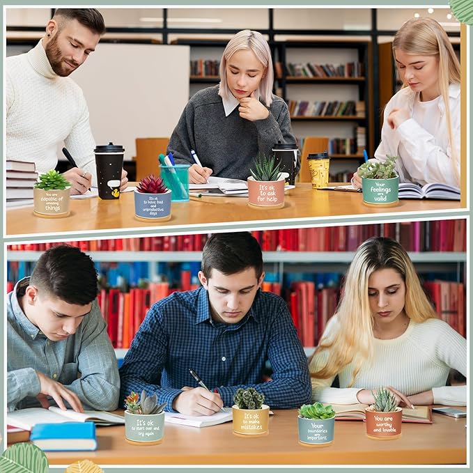 10 Pcs Positive Affirmation Gift Succulent Pots Mental Health Succulent Pots Gifts Inspirational Gifts Encouragement Ceramic Pot Small Succulent Flower Pots for Coworkers Friends Teacher Employee
