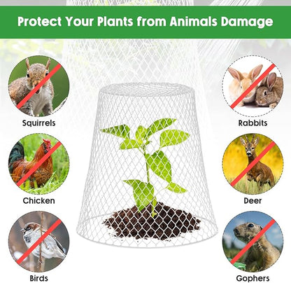 Geosar 30 Pcs 9 inch Chicken Wire Cloche Plant Protector Cover Metal Garden Cloche Dome for Plants Chicken Wire Protection Basket with Garden Stakes for Avoiding Rabbit Bird Small Animals Eat (White)