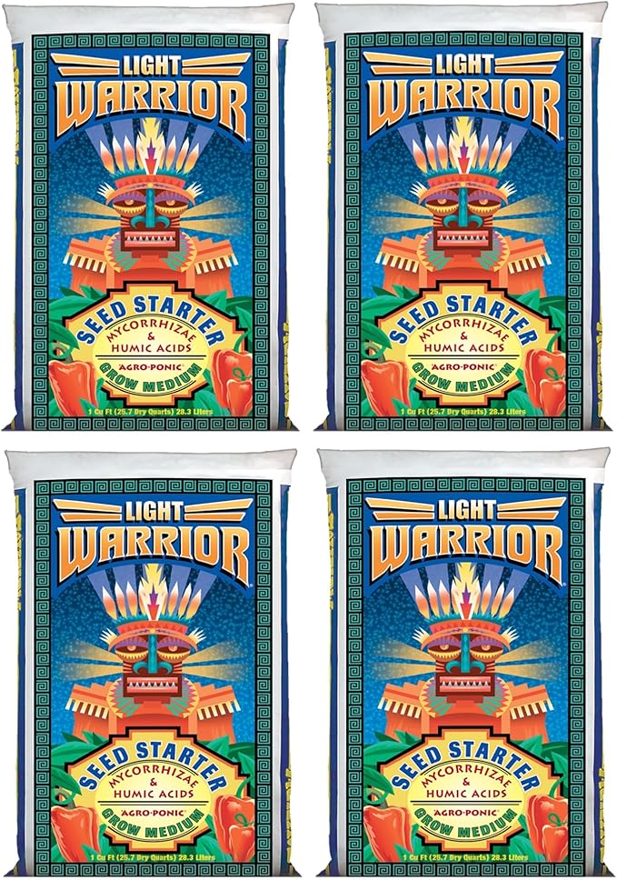 FoxFarm Light Warrior Seed Starter Growing Medium, 1cu ft (Pack of 4) - Beneficial for Seed Germination and Root Development, Indoor/Outdoor Cultivation - Ideal Nutrition for Plant Seedlings
