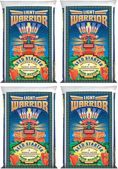 FoxFarm Light Warrior Seed Starter Growing Medium, 1cu ft (Pack of 4) - Beneficial for Seed Germination and Root Development, Indoor/Outdoor Cultivation - Ideal Nutrition for Plant Seedlings