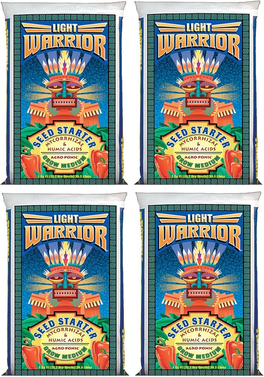 FoxFarm Light Warrior Seed Starter Growing Medium, 1cu ft (Pack of 4) - Beneficial for Seed Germination and Root Development, Indoor/Outdoor Cultivation - Ideal Nutrition for Plant Seedlings