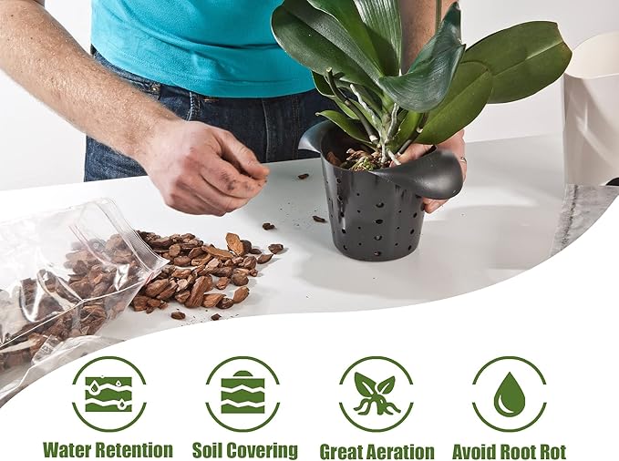 Orchid Bark for Plants, Organic Pine Bark for Proper Root Development for Phalaenopsis, Cattleyas, Dendrobiums, Oncidiums, Paphiopedilums and More (1qt, Medium(12-18mm))