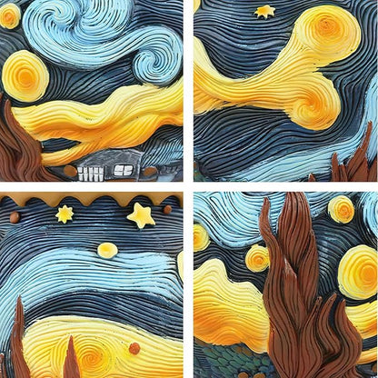 Starry Night Planter Pots/Vase Van Gogh Inspired Acolorful Art Resin Flower Pot with Drainage Hole for Indoor Plant Home Balcony Decor