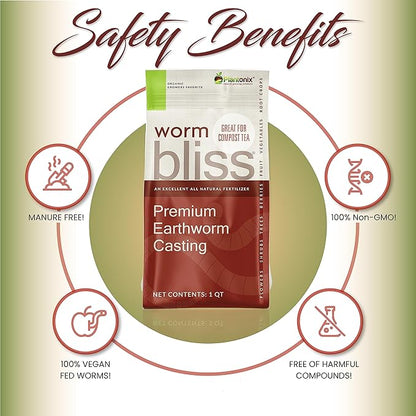 Coco Coir Brick (650gms) + Worm Bliss (1 Qt) + Char Bliss (1 Qt) - Organic Coco Coir for Plants - Worm Castings & Biochar for Plants - Soil Amendment & Organic Fertilizer Bundle - Potting Soil Mix