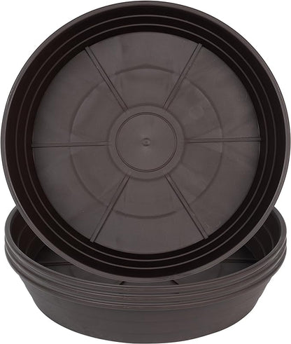 Plant Saucer 8 Inch 4 Pack 6 8 10 12 14 16 18 20 25, Plastic Plant Trays for Pots，Extra-Deep Plant Water Dray Tray, Bird Bath Bowl, Heavy Flower Plant saucers Indoors and Outdoor No Holes 8in-4 brown