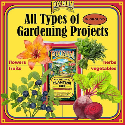 FoxFarm Original Planting Mix, 1cu ft - for In-Ground Planting, All Gardening Applications - Holds Moisture, Improves Garden Yields and Decreases Watering Frequency