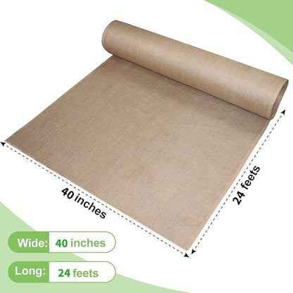 Garden Burlap Roll, 40" x 24 Feet Natural Jute Burlap Fabric Roll for Gardening Raised Bed Liners,Seed Cover,Edging,Weed Barrier,Aisle Runner Plant Cover Tree Protections (40" x 24 Feet)