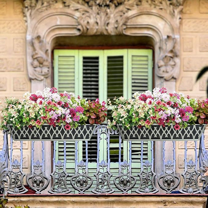 4 Pack 24 Inch Window Boxes Planters Railing Planter Box with Adjustable Brackets & Non-Woven Fabric Plant Grow Bags Deck Railing Planter Boxes Balcony Hanging Flower Box for Outdoor Plants