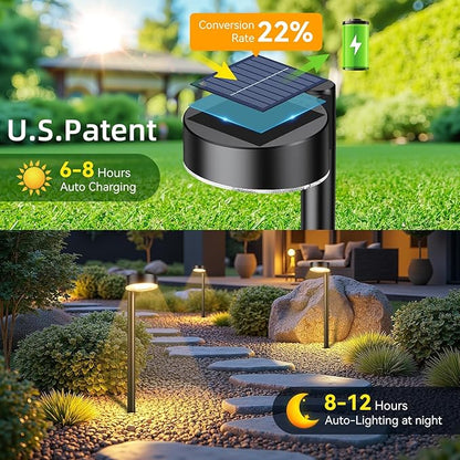 6 Pack Solar Pathway Lights Outdoor, 12 Brighter LED Solar Lights Outdoor Waterproof, Up to 12 Hrs Modern Path Light for Yard Garden Walkway Driveway Lawn