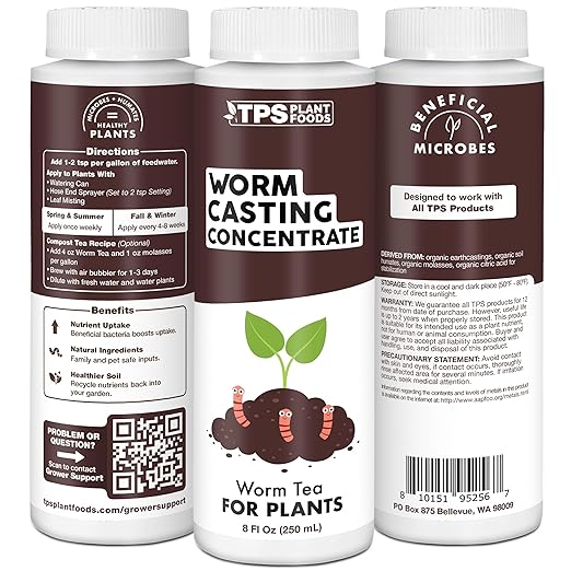 Worm Casting Tea - Concentrated Liquid Earthworm Tea for Plants, Bokashi and Compost Booster, 32 oz (1 Quart)