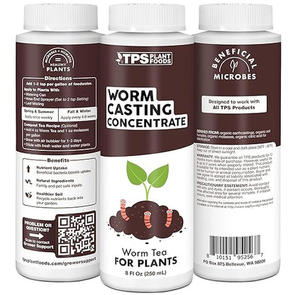 Worm Casting Tea - Concentrated Liquid Earthworm Tea for Plants, Bokashi and Compost Booster, 32 oz (1 Quart)