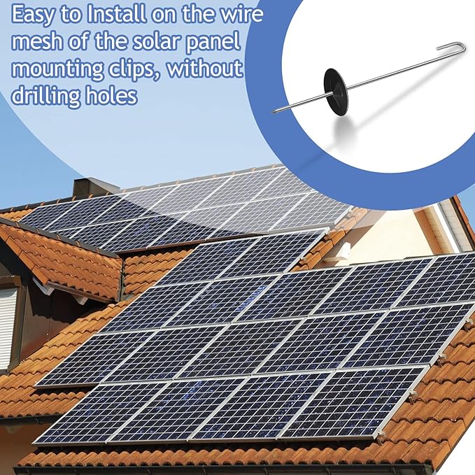 Solar Panel Guard Clips Animal Guard Fastener Animal Roll Kit Stainless Steel Fastener Clips for Solar Panel Bird Wire Pigeon Fence(300 Packs,25 mm)