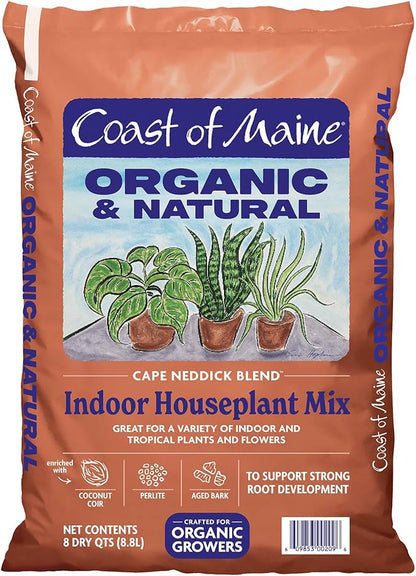 Coast of Maine (8qt) Cape Neddick Blend Organic and Natural, Indoor Houseplant Mix, Great for Indoor and Tropical Plants and Flowers
