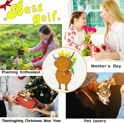 Cow Planter Plant Pots,Animal Flower Pot for Indoor/Outdoor,Small Cute PVC Animal Face Shape Plant Container Best for Home Office Garden Decoration Mom Gift Ideas
