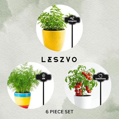 6 Piece Culinary Herbs Set Laser Cut Metal Garden Markers - Reusable Herb Sign, Sturdy and Weatherproof Steel Tags for Potted Plant, Garden and Greenhouse. Durable Label for Herbs & Spices