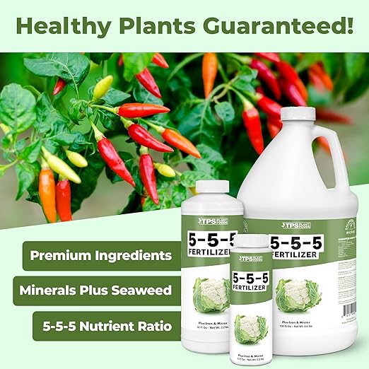 5-5-5 Fertilizer for Plants, Great for Vegetables, Flowers, and Shrubs, Liquid Plant Fertilizer by TPS Plant Foods, 32oz (1 Quart)